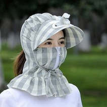 선풍기달린모자 마스크모자 여름 여성용 선캡 햇빛차단 페이스 목 커버, 그레이 선풍기O
