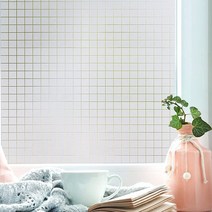 루버창 서리로 덥은 사각형 패턴 창 덮개 비 접착 창 스티커, 90x200cm