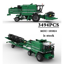 기계식 콤바인 수확기 풀 리모컨 빌딩 블록 MOC-105824 DIY 3494 개, 01 Static version
