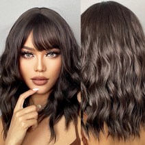 여자 단발 정수리 할머니 중년 항암 여성 통가발 반가발 element 합성 가발 미디엄, lc210-4