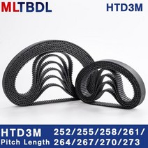 타이밍 벨트 풀리 타임 HTD 3M 타이밍 벨트 252/255/258/261/264/267/270/273mm 6/9/10/15mm 고무 벨트, 6mm_258mm_2개