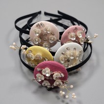 14번 한복머리띠 파스텔 작은진주꽃 아동 여아 유아 공주 한복 머리띠 한복머리장식 배씨댕기 배씨머리띠