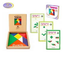 러닝스텝 칠교놀이 컬러 탱그램 세트 원목보관함