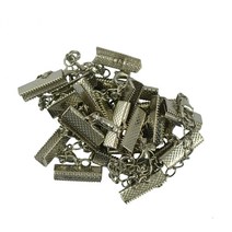 12 세트 리본 코드 끝 죔쇠 가재 걸쇠 증량제 사슬 보석 결과, 실버, /, 철 합금