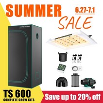 가정용 수경재배키트 mars hydro ts 600w led 성장 키트 조명 및 텐트, ts 600 성장 키트