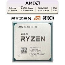 AMD 신제품 Ryzen 5 5600 R5 3.5 GHz 6 코어 12 스레드 프로세서 7NM L3 32M 100-000000927 데스크탑 CPU 게이밍 소켓 AM4 지원, 한개옵션0