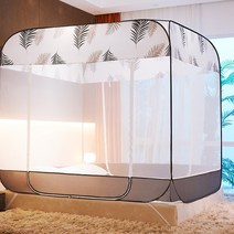 SKANDSALO 원터치 모기장 방충망 사각 침대모기장 1.5m 슈퍼싱글 1.8m, 브라운 G21