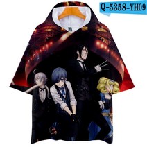 3D프린트 Anime Black Butler 쿠로시 츠지 Oversized T Shirt 여성 남성 4939819275, L, 001