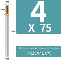 YIFINO 밀링 커터 합금 코팅 텅스텐 스틸 도구 Cnc 기계 HRC55 엔드밀 탑 키트 공작, 09 4x20x4Dx75_01 1CPS
