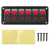 카라반 캠핑카 부품 수리용품 24v 12v 스위치 패널 6 라이트 토글 led 방수 자동차 자동차 액세서리 해양 보트 캐러밴 rv 트레일러 트럭 차량, 씨엔, 빨간색