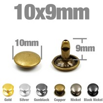 리벳건 전동 리벳못 100 세트 5-12mm 금속 더블 캡 리벳 스터드 라운드 네일 스파이크 가죽 공예 수리 신발 가방 벨트 의류 액세서리, 04 Gun Black, 17 10x9mm_04 Gun Black