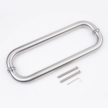 강화유리문손잡이 스텐 25mm 340 실버무광 철 목문 상가출입문, 1개