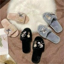 ONM 여자 밍크퍼 EVA슬리퍼 푹신한 실내화 거실화
