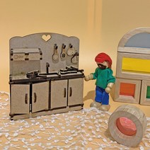 이음레이저공방 싱크대 우드 미니어처 가구 만들기 DIY 키트 입체퍼즐