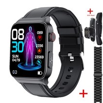 스마트워치 블루투스통화 심박수측정 원래 e500 혈당 스마트 시계 ecg + ppg hrv 혈압 체온 smartwatch 남자 ip68 방수 피트니스 추적기, 엘 블랙 쓰리 e