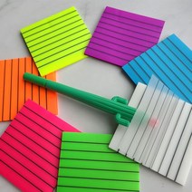 형광 투명 줄 컬러 점착 메모지 75X75, 투명형광줄점착메모지(그린)