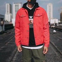 남자 흑청자켓 봄 가을 데님 재킷 트러커 찢어진 찢청 자켓 슬림 코튼