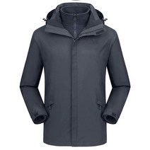 CAMEL CROWN 남성용 스키 재킷 3 in 1 방수 겨울 재킷 스노우 재킷 방풍 후드 내부 따뜻한 플리스 코트 포함 다크 블루, Light Grey