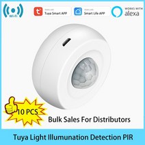 동체감지기 동작감지기 방범 움직임 감지 센서 tuya lux light wifi smart sensor alexa usb 배터리 구동 pir 모션 기 알람 적외선 운동 인체, 10pcs 울럭스 피어
