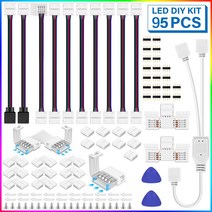 5050 RGB LED 스트립 조명 커넥터 키트 T/L 모양 점퍼 클립 와이어 연결 터미널 스플라이스 4 핀, 한개옵션0