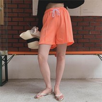 여자 하프바지 클래식 캐쥬얼 짧은 핀턱 이지 바지