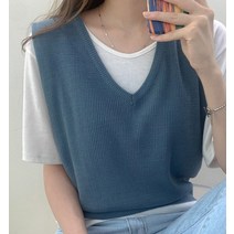 반해써 4color 소프트 골지 브이넥 니트 조끼 베스트 T_YW806