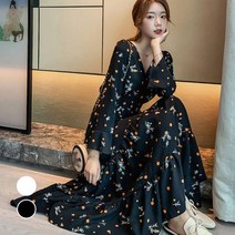 앨리스도매 화사한 가을패션 하늘하늘 데이트룩 꽃무늬 롱 원피스 (9045538)
