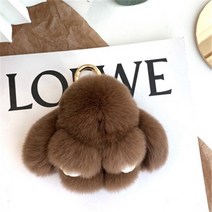 토끼키링 푹신한 진짜 토끼 모피 Pompon 버니 키 체인 럭셔리 링 가방에 자동차 쥬얼리 선물, CHINA_8cm, 11 Brown Key Chains_01 8cm