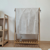 담은보자기 체크 순면 행거 가리개 가림막 커버, 잔체크 베이지, 1개, 1개