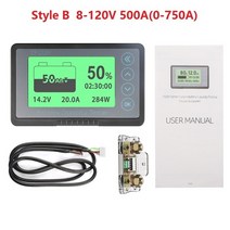 배터리 디스플레이 잔량표시 적산계 잔량계 전류계 tf03k dc 8 120v 50a100a350a500a 용량 테스터 전압 전류 coulomb counter for car, 스타일 b 8-120v 500a