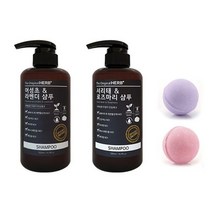 [천삼백케이] [허브플러스] 허브플러스 고농축 아로마 샴푸 500ml x2개+바스볼 x2개(랜덤), 서리태500mlx2개+바스볼x2개