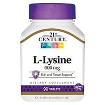 21st Century Health Care L-Lysine 600 mg 90 Tablets 21st Century Health Care L-Lysine 600 mg 9