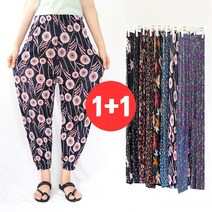 지오벤투 1+1 빅사이즈 여름 잠옷바지 항아리 몸빼바지 작업복 조거핏 고무줄 밴딩팬츠