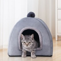 강아지 하우스 길 고양이 길냥이 겨울 방석 쿠션 키튼 숨숨 집, 브라운L