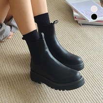 슈니슈 티오라 천연소가죽 둥근코 플랫폼 사이드밴딩 첼시부츠 5.5cm 2colors