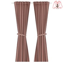 이케아 커튼 반투명 렌다 한쌍+장식띠 레드브라운 145x250cm 안방 침실 거실 창문 펜션 가리개 가림막 방한 방풍 유럽