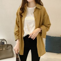 스타일아유 여성 가을 단아한코디 배색 블라우스 차이나넥 셔츠 스트라이프 블라우스