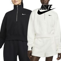 나이키 편안한 핏 여성 플리스 크롭 반집업 긴팔티 2컬러