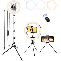 WISD 10 인치 3 색 모드 LED 링 라이트 삼각대 스탠드 & 폰 홀더 부착 셀카 링 라이트 360도 회전 가능 촬영용 라이트 USB급전 조광 가능 미용 링 라이트