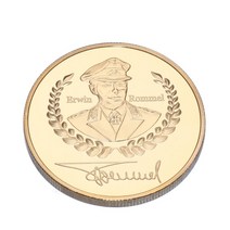 1891-1944 년 독일 세계 대전 제 2 세메달 24K 금 도금 Erwin Rommel 육군 기념 동전 기념품 배지