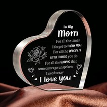 엄마 생일 선물 I Love You Mom 아크릴 기념품 9.9 x 9.9cm3.9 3.9인치 아들 딸이 주는 크리스마스 카드 여운 장식 어머니의 날 아이디어