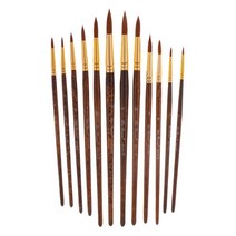 shangren 12Pc 라운드 아티스트 페인트 브러시 세트 아크릴 오일 수채화 그림 예술 공예, 설명, 다색, 알루미늄