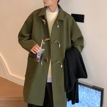 3컬러 심플 루즈 남자 떡볶이코트 모직 더플 코트