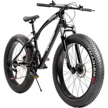 OUTROAD 아웃도어 CAMPING GARDEN PATIO 26인치 휠 21단 고탄소 강, Fat Tire-Black