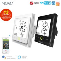 smart wifi thermostat temperature controller water electric warm floor heating water gas 보일러 works, 검은색, bht-002-통화(와이파이)