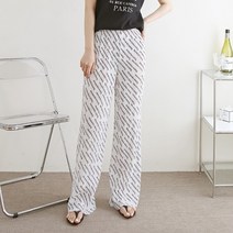 코지 힙한 레터링 패턴 주름 찰랑찰랑 와이드팬츠