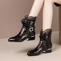 kirahosi 여성 가죽 앵클부츠 겨울 양털안감 레이스업 앵클부츠