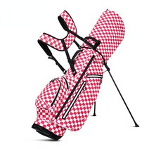 PGM 스탠다드 골프 공 가방 여성 브래킷 방수 경량 클럽 가죽 격자 무늬 프린트, 02 pink plaid
