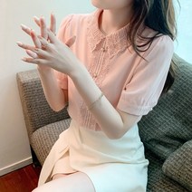 끌림 모티브 카라 여성 반팔 블라우스