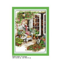 십자수 자수 만들기 기쁨 일요일 창틀 꽃 풍경 시리즈 키트 플로랄 패턴 aida 14ct11ct count print 세트, 11ct 인쇄, f200